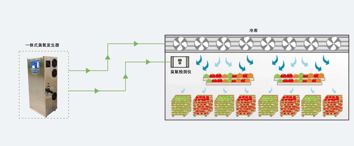 冷库中的臭氧注入示意图